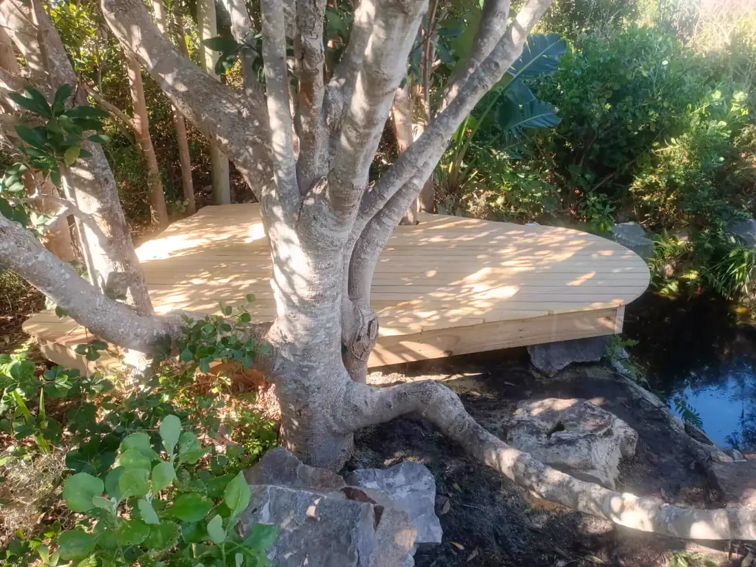 Deck built around a tree