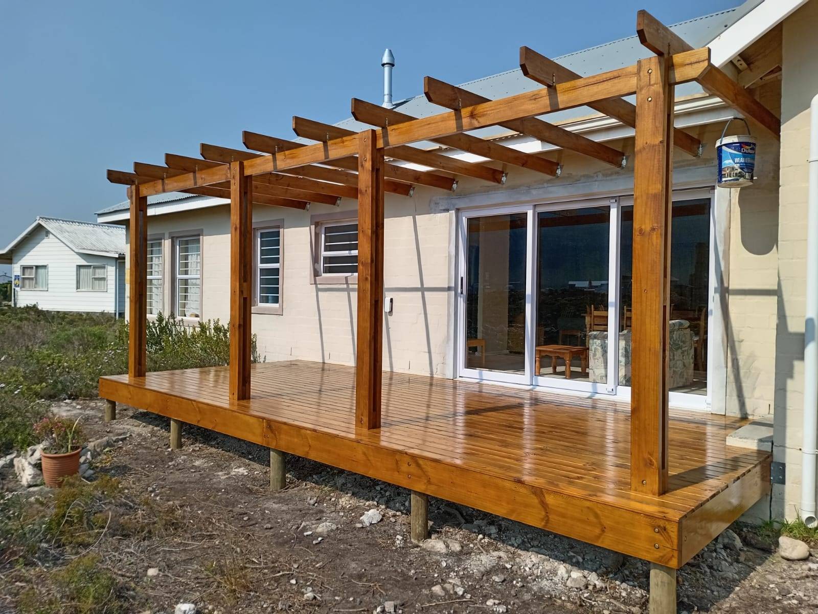 Pergola build in progress