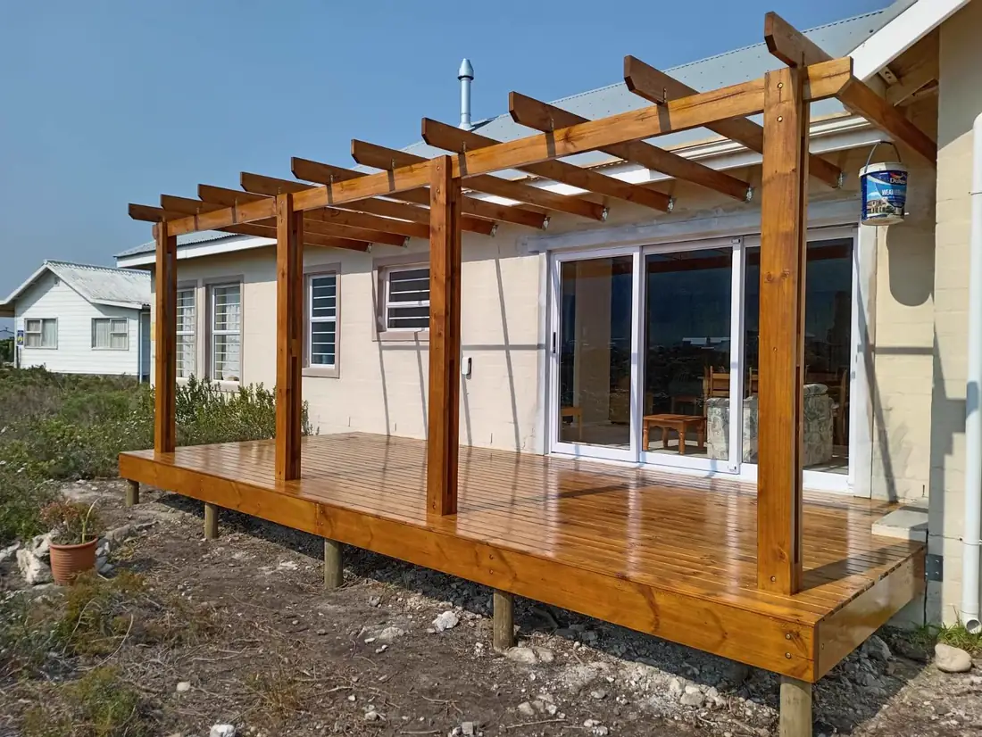 Pergola build in progress